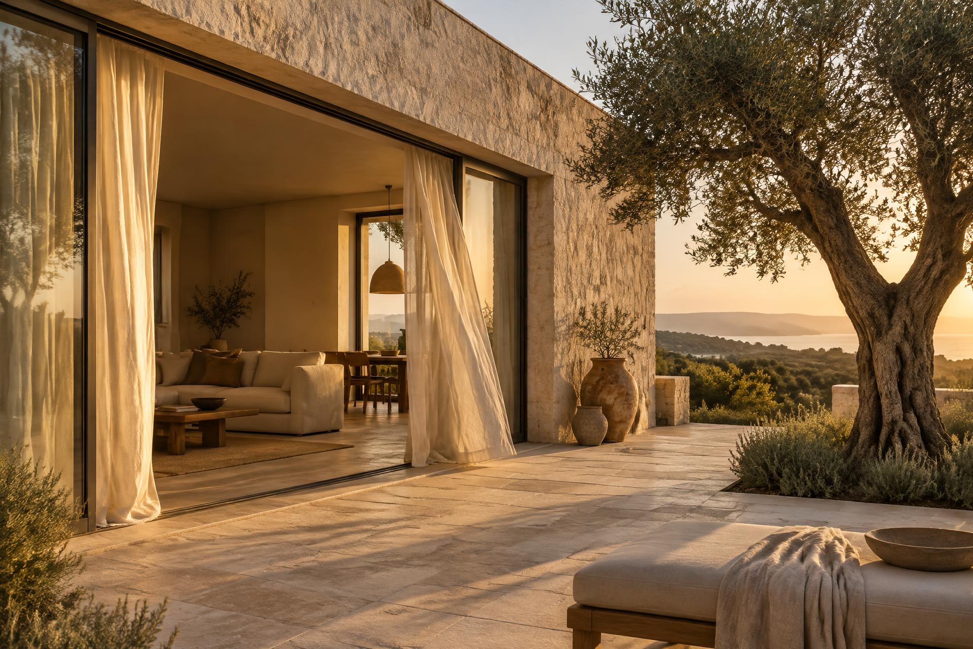 Contemporary Portuguese home at golden hour